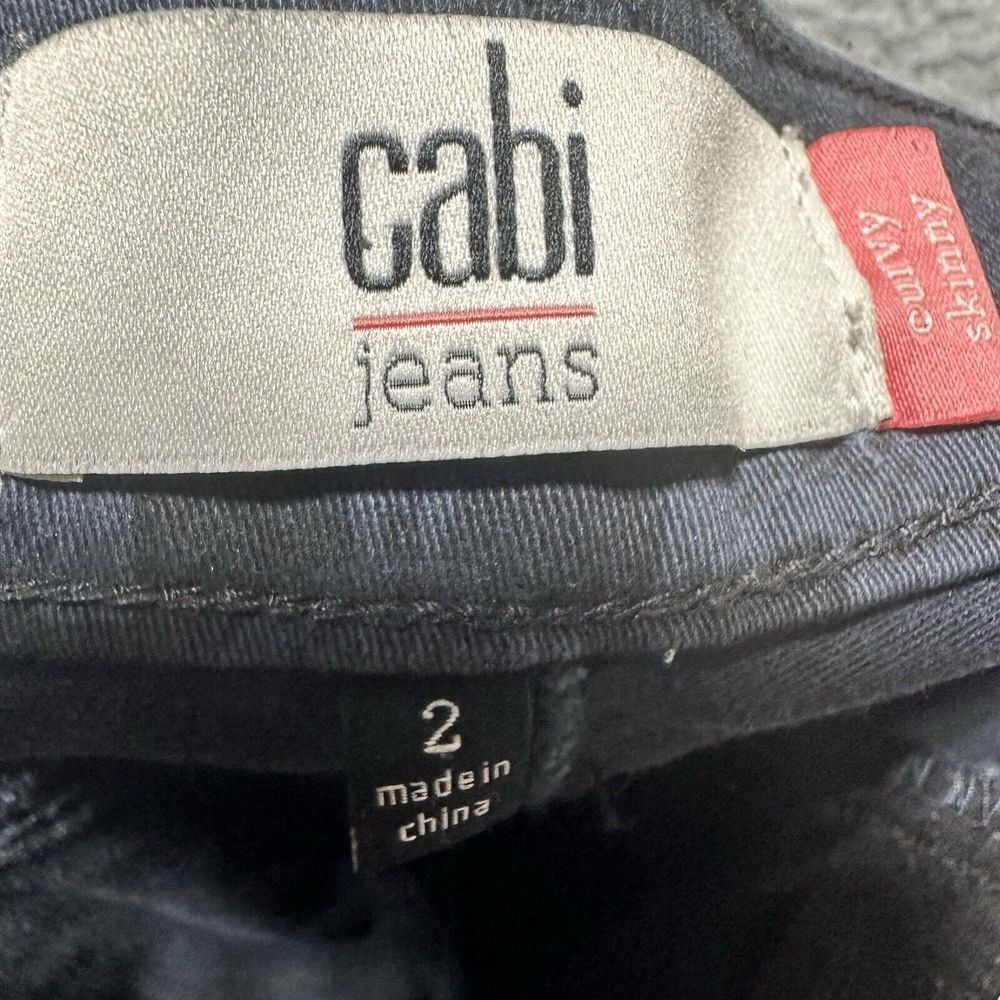 Cabi Jeans Women‎ 3196 Blue Black Lace Pattern Curvy Skinny Stretch Denim Size 2 - Picture 8 of 10